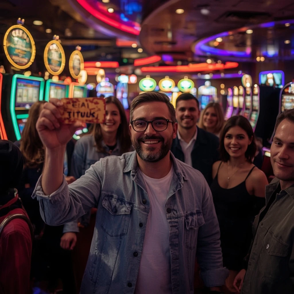 une personne tenant un bonus du casino True Fortune Casino